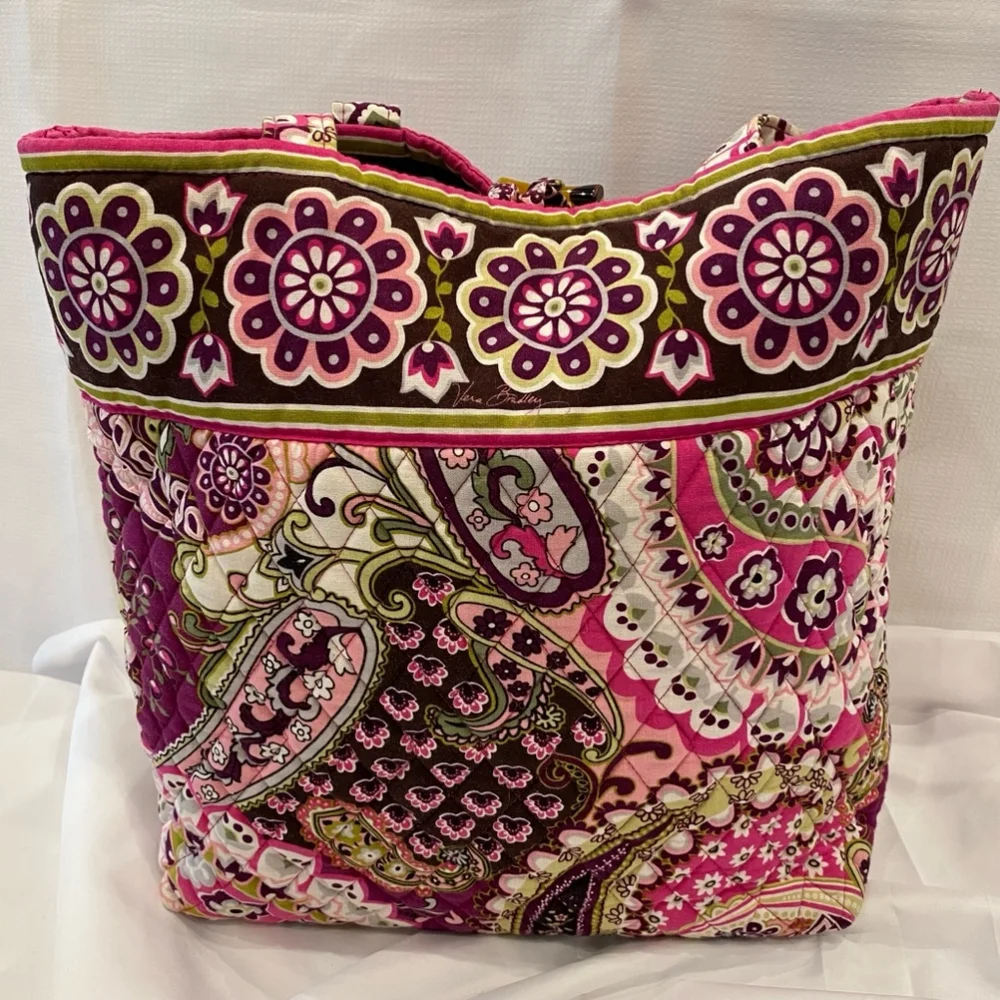 Vera Bradley Very Berry Paisley Pink and Brown Tote Bag
